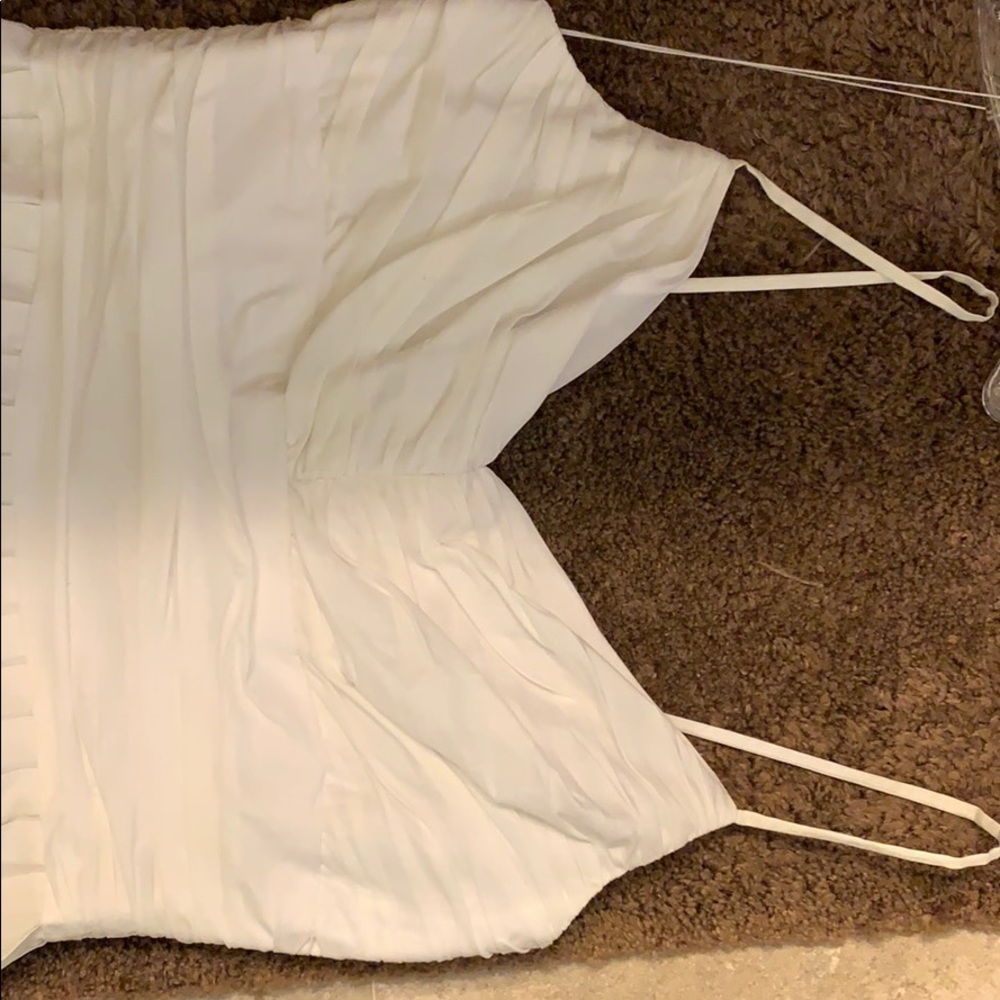 Talbots White Pleated Spaghetti-Strap Dress